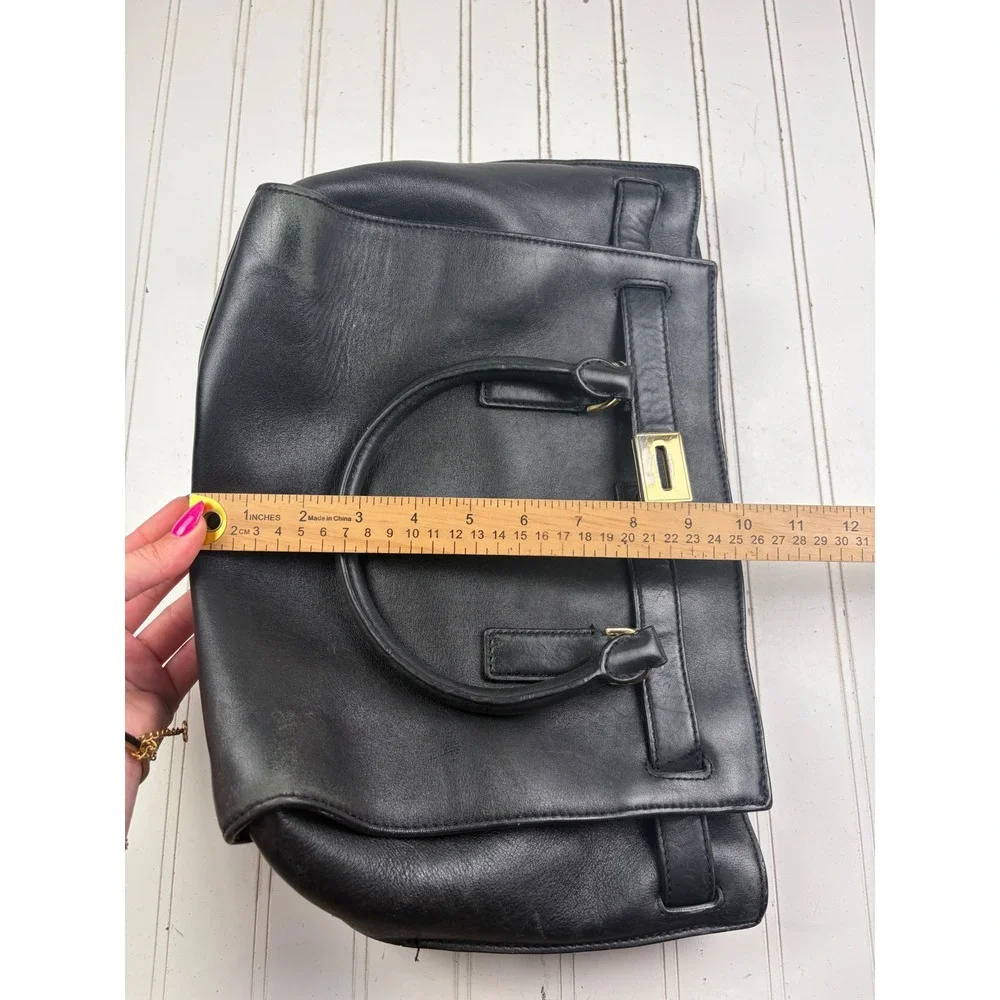 Michael Kors Black Vintage Hamilton Moderne Small Leather Satchel Purse $280